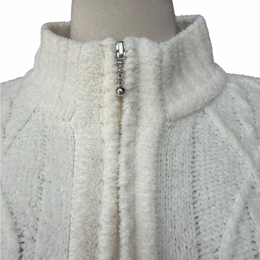 Y2K Christopher & Banks Ivory Cable-Knit Full Zip Cardigan - Picture 2 of 6